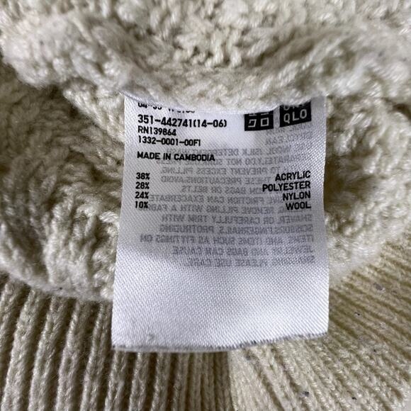 Uniqlo Cream Cable Knit Sweater M | Rory Gilmore Chunky Irish Fisherman Pullover - Picture 9 of 10